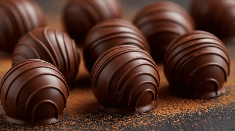 Keto Peanut Butter Chocolate Fat Bombs arranged on a plate with a smooth chocolate drizzle