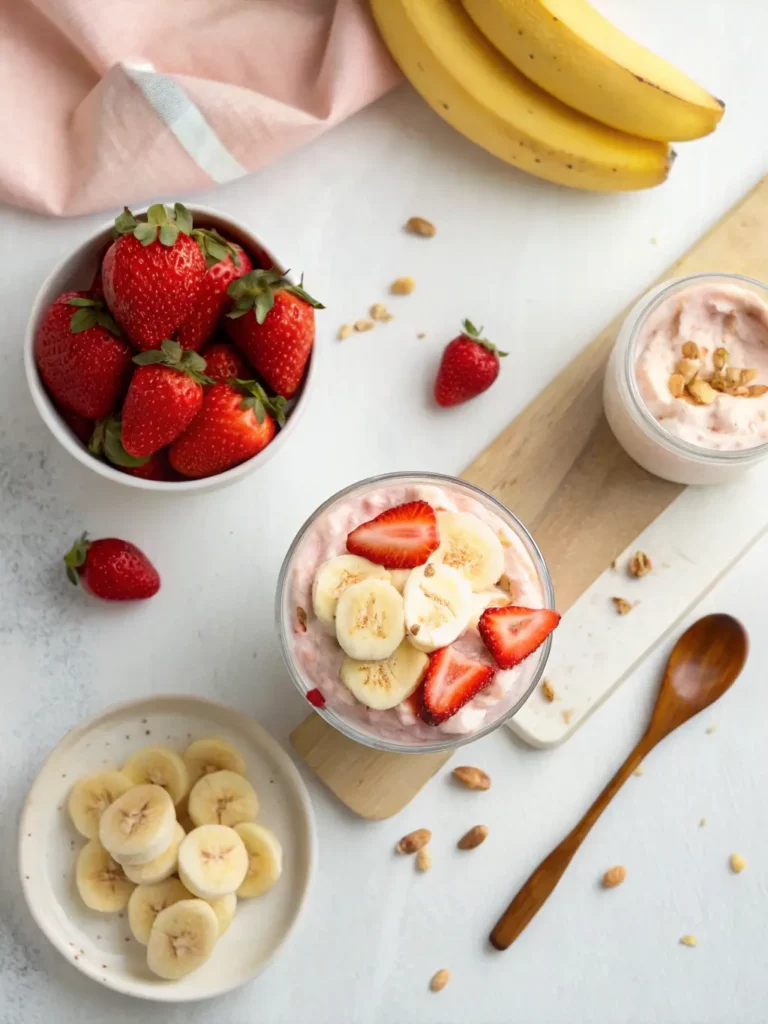 Ingredients for strawberry banana pudding